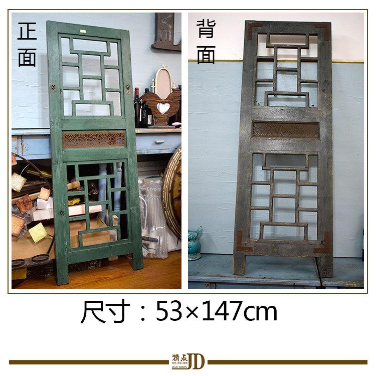 Solid wood fake window false door wall-mounted European style American made of old rectangular upright 1 47 m high green and environmentally friendly matching brick wall