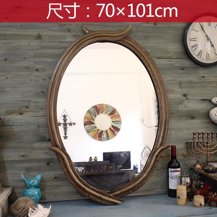 Foreign trade Export Decorative Mirror Bathroom Mirror Full Body Mirror Makeup Mirror American Minimalist Oval Mirror Iron Wrought Iron Wrought Iron