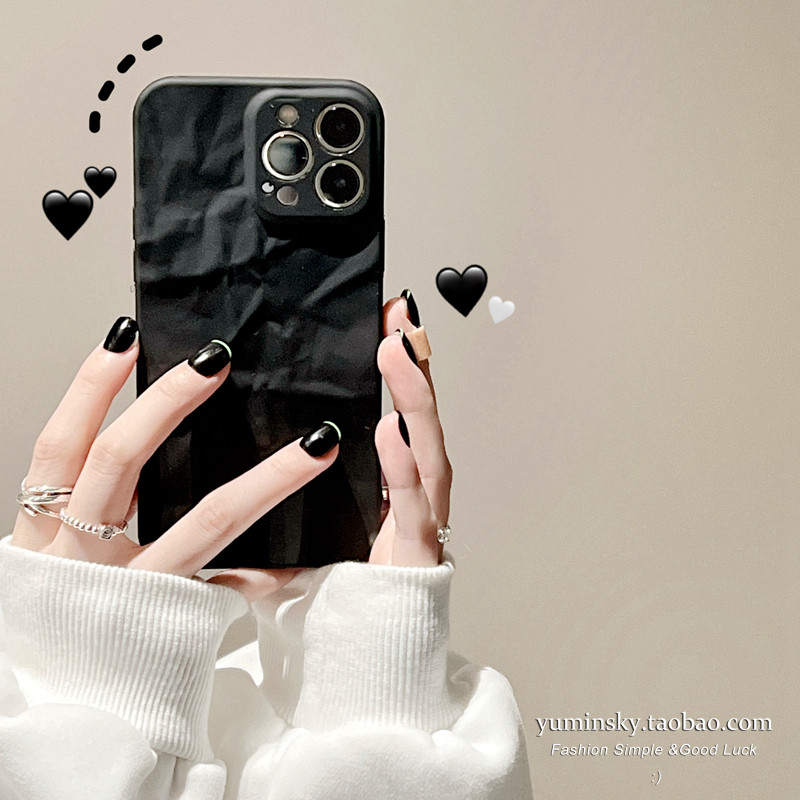 Advanced senses black folds apply iPhone13promax Apple 12 mobile phone protection shell 11 tide xs silicone xr female 8p