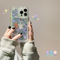 Purple Tulip Small Bear Apply iPhone12 11promax Apple 13 Phone Shell Xs Rabbit Xr Cartoon 8