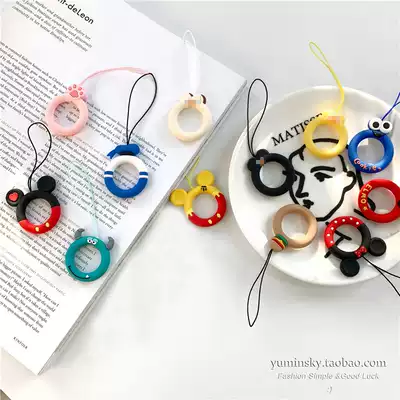 Small ring lanyard cartoon silicone hanging key chain cute couple anti-drop jewelry personality creative men and women tide