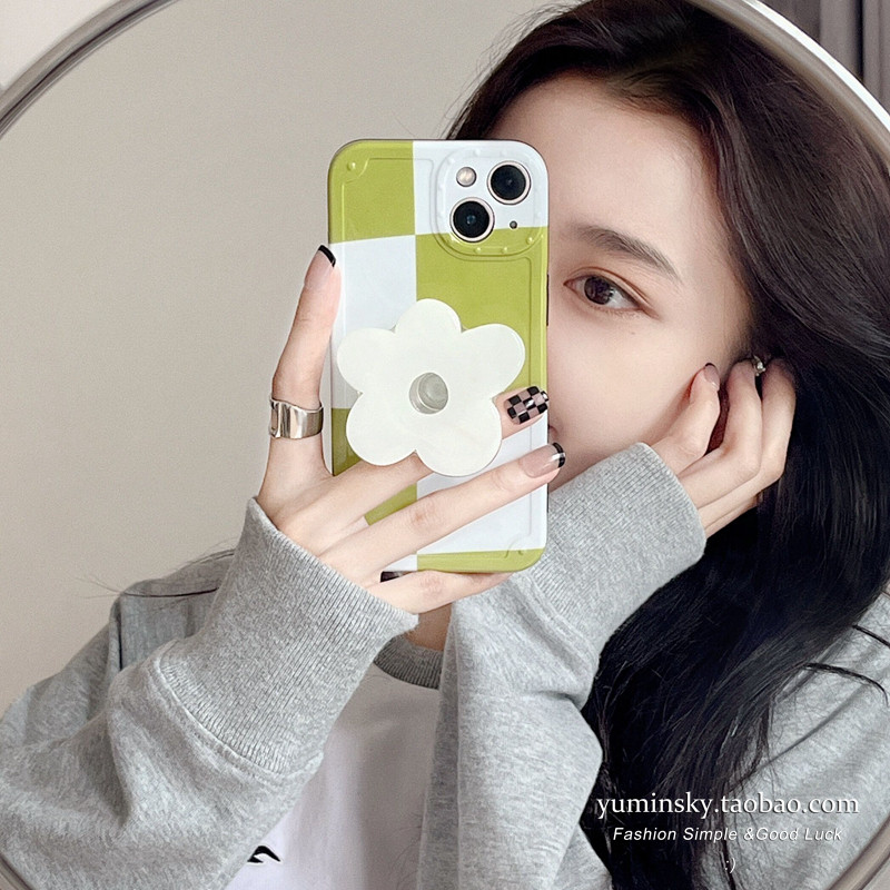 ins collared flower bracket apply iPhone13promax apple 12 mobile phone protection shell 11 anti-fall xr female 8p