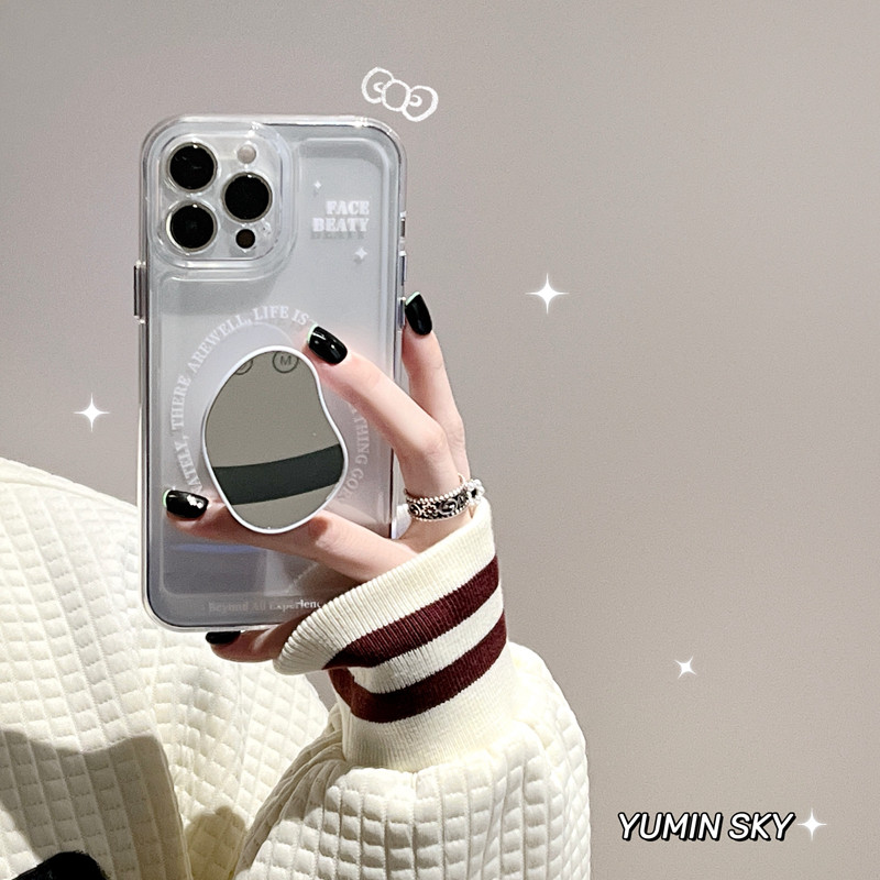 Art geometric mirror applicable iPhone12 Apple 13promax mobile phone protection shell 11 bracket xs xr transparent 8 female