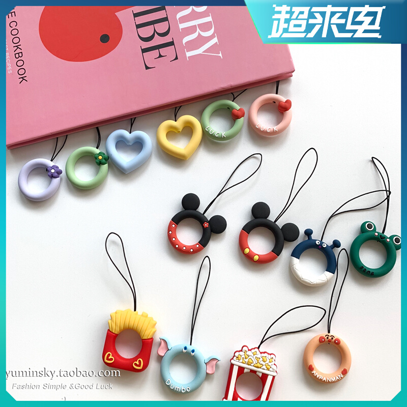 Mobile phone sling Ring Buckle Cartoon Silicone Gel Small Hanging Ring Cute Lady Pendant pendant Apple xs mobile phone Ring buckle anti-fall