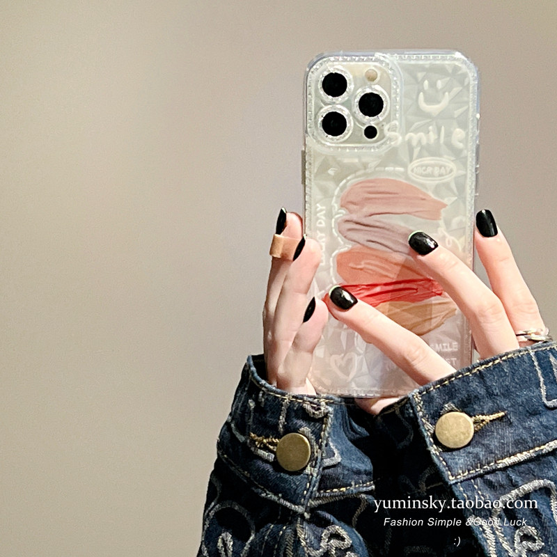 ins paint diamond print apply iPhone13promax apple 12 phone protection shell 11 new xs transparent xr soft 8