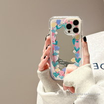 Spring tulip mirror applicable iPhone13promax Apple 12 mobile phone shell 11 adolescent xsxr anti-fall 8