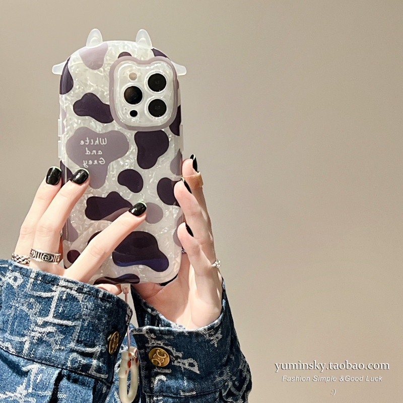 ins shell cows textured apply iPhone12promax apple 13 mobile phone protection shell 11 stereo xs hanging rope xr female 8