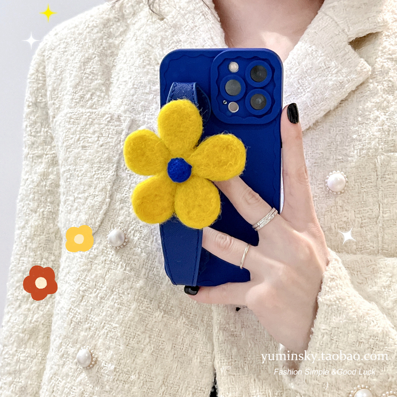 Klein blue's flower wrists apply iPhone13promax Apple 12 11 Mobile phone protective shell xs anti-fall xr female 8