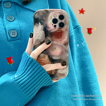 ins little crowdsourced oil painting flowers apply iPhone12promax apple 13 phone shell 11 xs silicone xr anti-fall 8p