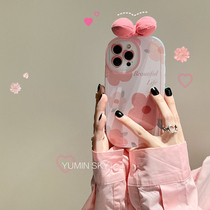 Pink Butterfly Knot Flowers apply iPhone13promax Apple 12 phone shell 11 Fresh xs xr female 8 Soft