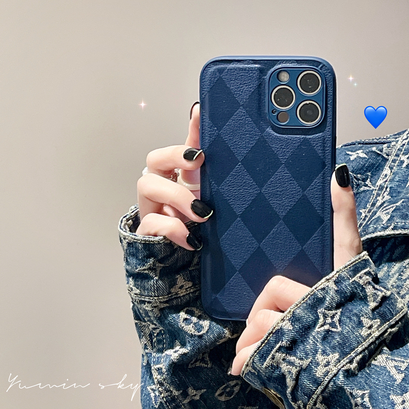 Advanced midnight Blue rhombus applicable iPhone13promax Apple 12 Mobile phone protective shell 11 corticox xr full package 8p