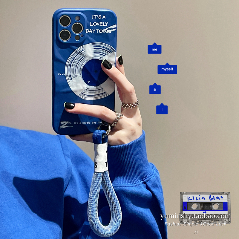 Klein blue optical discs apply iPhone13promax Apple 12 11 mobile phone protection shell xs hanging xr pleated 8 tide