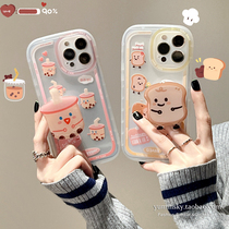 Cartoon Milk Tea Toast Apply iPhone12 13promax Apple 11 Phone Shell Xs Bracket Xr Couple 8 Tide