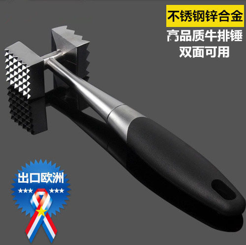 Export European steak hammer stainless steel zinc alloy German double-sided loose meat hammer knock meat hammer pork chop hammer meat filling hammer