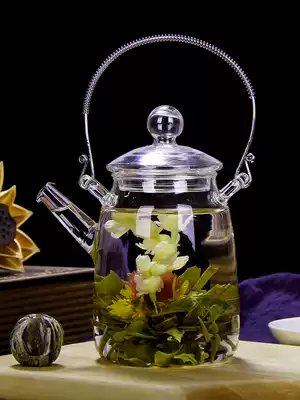 Heat-resistant glass Teapot set Mini small flower teapot Japanese simple single pot brewing craft flower tea making tea set
