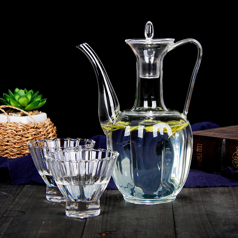 Imitation Song hand-held pot heat-resistant glass imperial concubine pot transparent small teapot black crystal furnace household antique Chinese warm wine pot