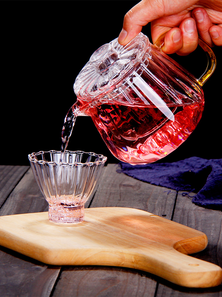 Japanese glass tea with striped teapot transparent heat cooking tea cooker thicker housefilter teapot