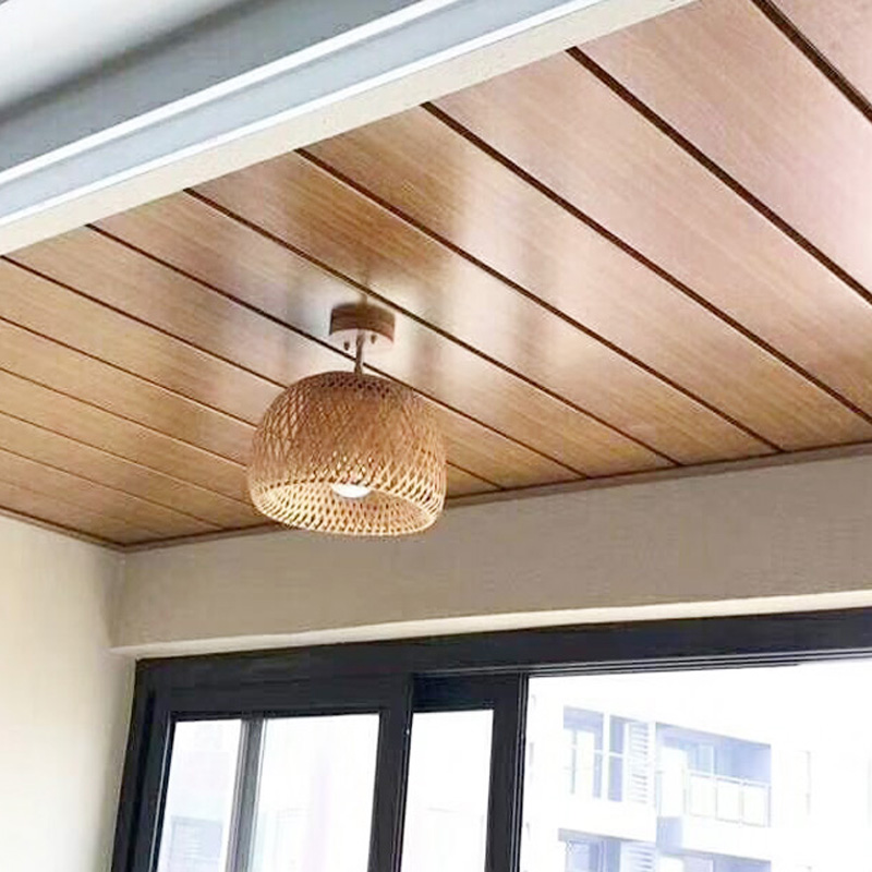 Integrated ceiling aluminum gusset plate American pastoral retro new Chinese imitation wood grain balcony greenhouse suspended ceiling waterproof sunscreen