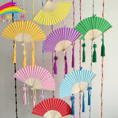 School kindergarten environment festival decorations classroom staircase corridor hanging decoration three-dimensional color paper fan creative hanging decoration