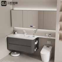 Black arc Corian bathroom cabinet combination slate ceramic basin hand wash basin sink basin integrated basin