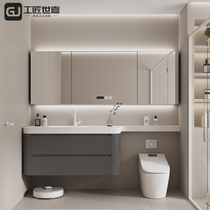 DuPont Corian integrated basin bathroom cabinet combination toilet extension solid wood arc washbasin washbasin customization
