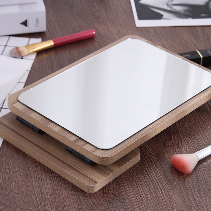 Gương trang điểm bàn gấp hình chữ nhật lớn nhà công chúa gương sinh viên vanity gương hiện đại tối giản gương gỗ - Gương gương nhà tắm thông minh