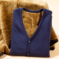Áo vest nam trung niên cộng với nhung dày ấm áp áo len cũ cotton rộng vai cha nút vest mùa thu đông áo vest dạ nam