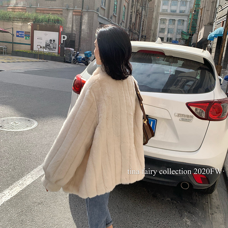 tina South Korea imported beige loose temperament all-match environmental protection 2020 new fur fur coat women