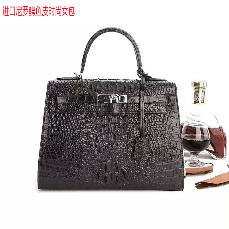 Imported Nile Crocodile Leather Woman Pack Ocean and American Fashion Lady Handbag Handbag Handbag High-end Leather Bag