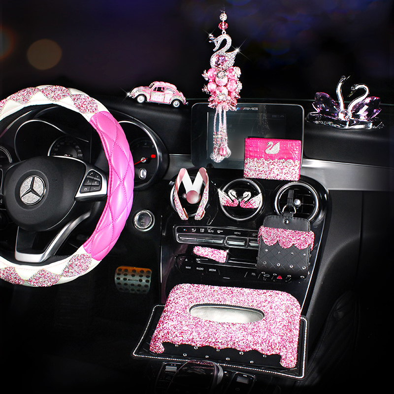 Car decoration Car creative diamond-set pink decoration Car interior personality interior supplies Car interior decoration Women's jewelry