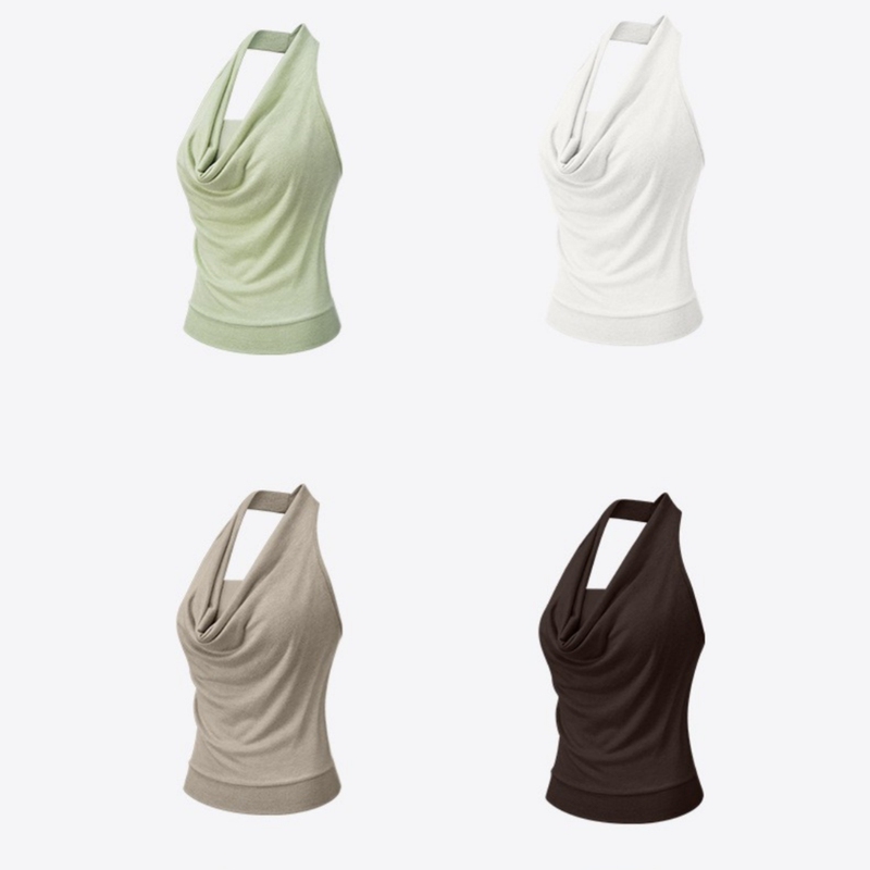 2026 New Spring Style Swing-Neck Lightweight Breathable Integrated Cup Pad Casual Outdoor Sports Halter Vest