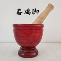 Yunnan Dai Chung chicken feet Chung cold salad Chung cucumber wooden mortar Thai solid wood Chung mortar Pounding medicine device No 5-13