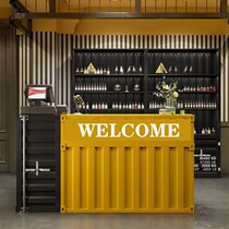 Industrial style bar counter cashier gym iron container service table milk tea barbecue shop reception desk front desk