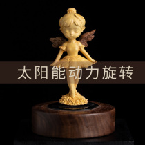 Yellow Poplar Wood Chinese Solid Wood Living Room Engraving Handicraft Solar Wood Carving Beauties Character Pendulum Ballerina