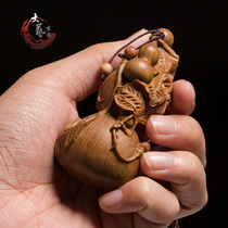 Sandalwood home feng shui wood carving gourd pendant carving crafts key chain wenplay handlebar car pendant