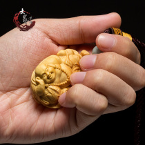 Boxwood carving Zhaocai Town House Living Room Enjoys Carving Crafts Handlework Maitreya Buddha Car Pendant