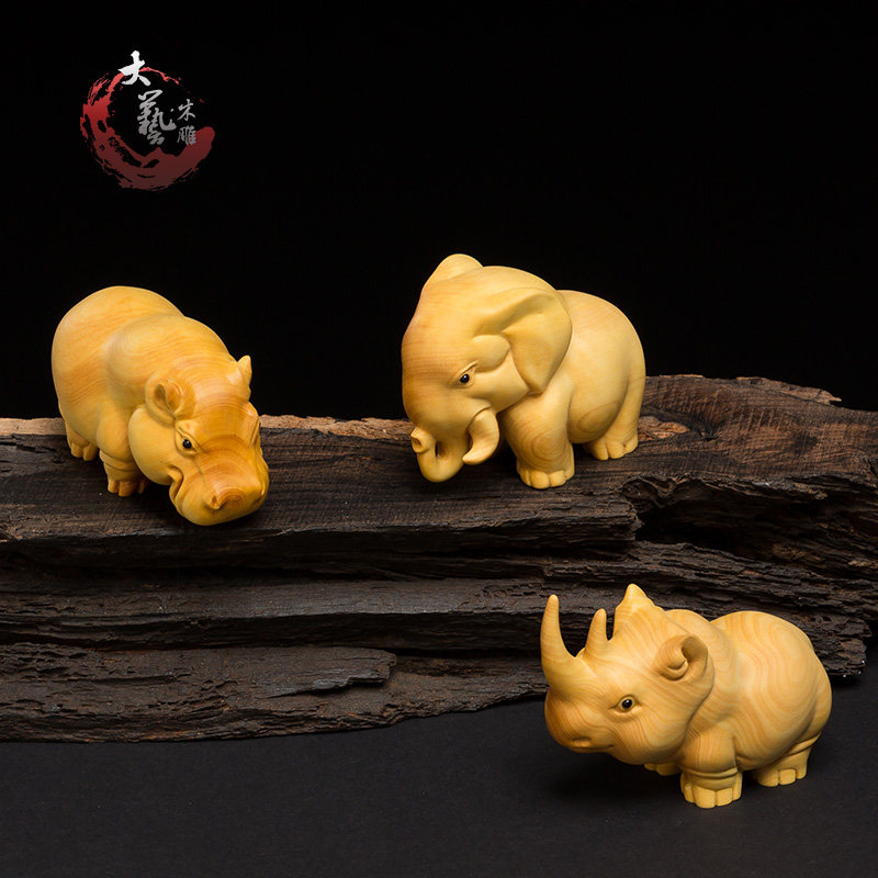 Huangyang wood carving hands pieces of household feng shui living room solid wood elephant crafts carved parts of Africa Samsung