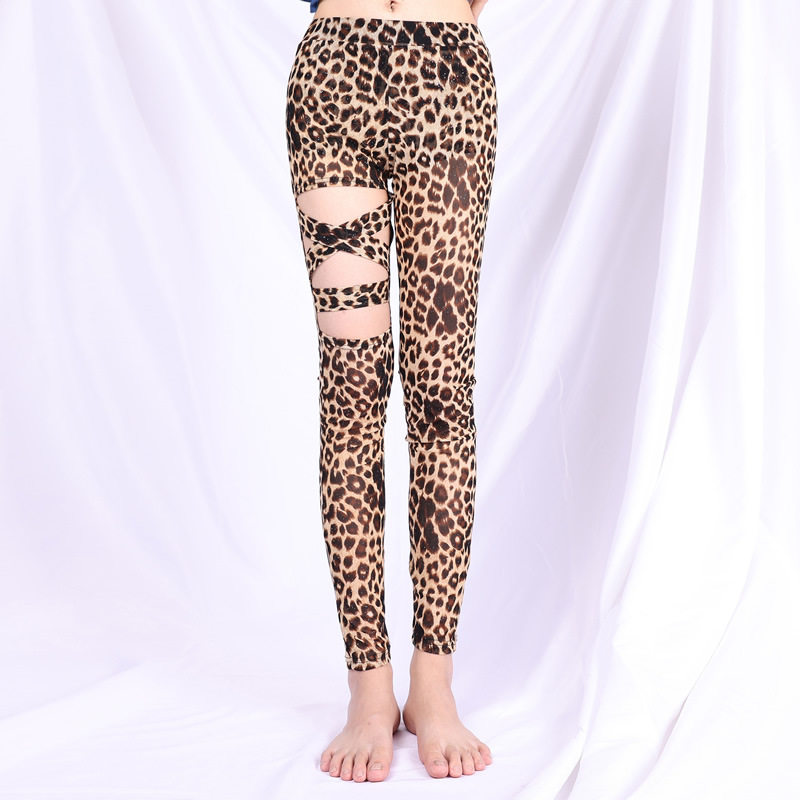 Leopard print dance leggings sexy inspiration exercise suit bottoms belly dance beginner group costume practice long pants