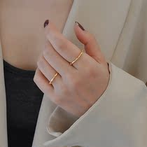 Exquisite fashionable gold bamboo ring female simple niche light luxury ins Joker ring advanced chic plated 18K gold