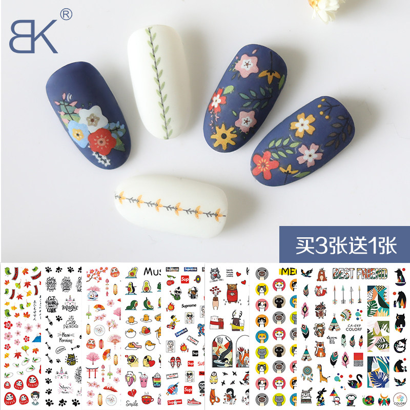 BK nail stickers ins Net red Cute cartoon children's 3D three-dimensional waterproof Japanese nail jewelry nail patches