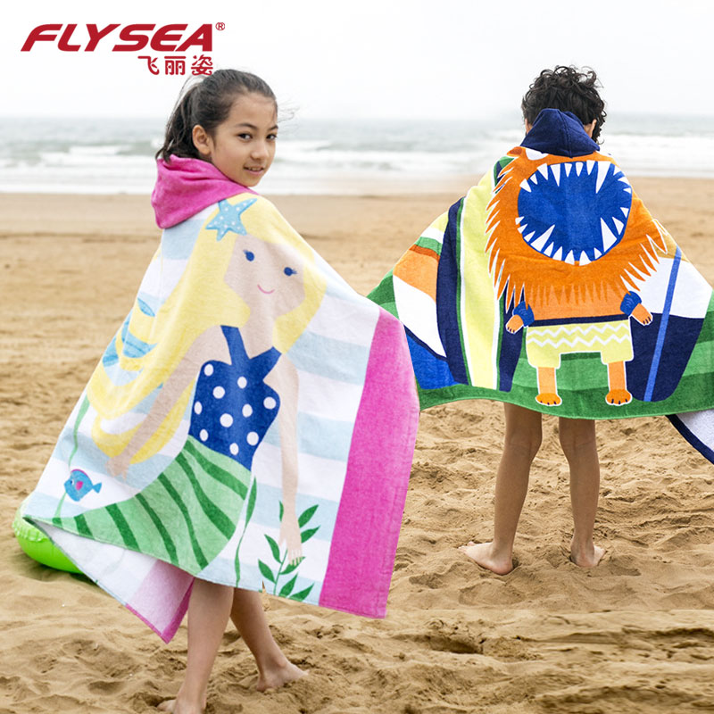 Children's swimming quick-drying bath towel towel Female male hot spring beach portable sports absorbent cloak warm cartoon bathrobe
