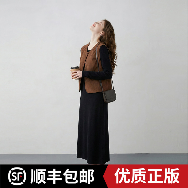Minimalist Style Round Neck Sleeveless Vest Black Dress Suit for Women 2026 Early Autumn New Style Lazy and Casual Two-Piece Set Minimalist Style Round Neck Sleeveless Vest Black Dress Suit for Women 2026 Early Autumn New Style Lazy and Casual Two-Piece Set