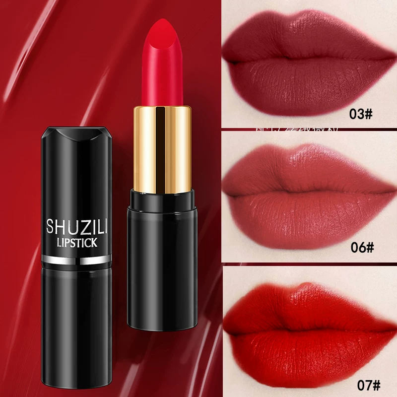 Vitaminised red multicoloured lipstick, long-term effect