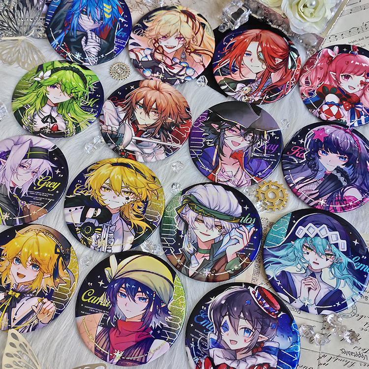 Concave and Convex Western Fantasy Double Flash Badge Fan Merchandise Keychain Greylion Transparent Card Stand Pendant