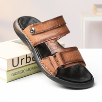 Summer genuine leather breathable mens sandals 2022 new full headlayer cow leather rubber abrasion resistant and soft bottom sandals Dual use