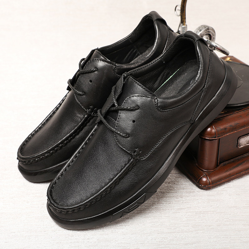 Top layer cowhide business casual leather soft bottom middle-aged and elderly dad shoes soft leather lace-up non-slip autumn and winter men's leather shoes