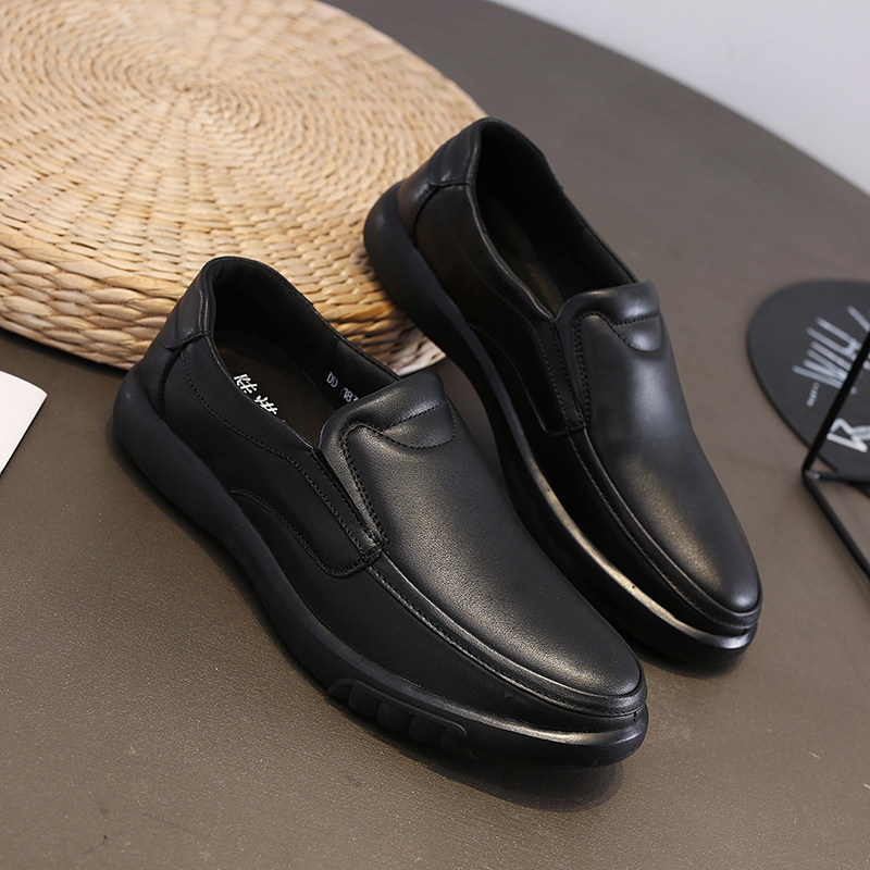 Real Leather Soft Bottom Middle Aged Daddy Shoes Soft Face Leather Casual Men Leather Shoes Autumn winter Head Bull Leather Business Men Shoes-Taobao