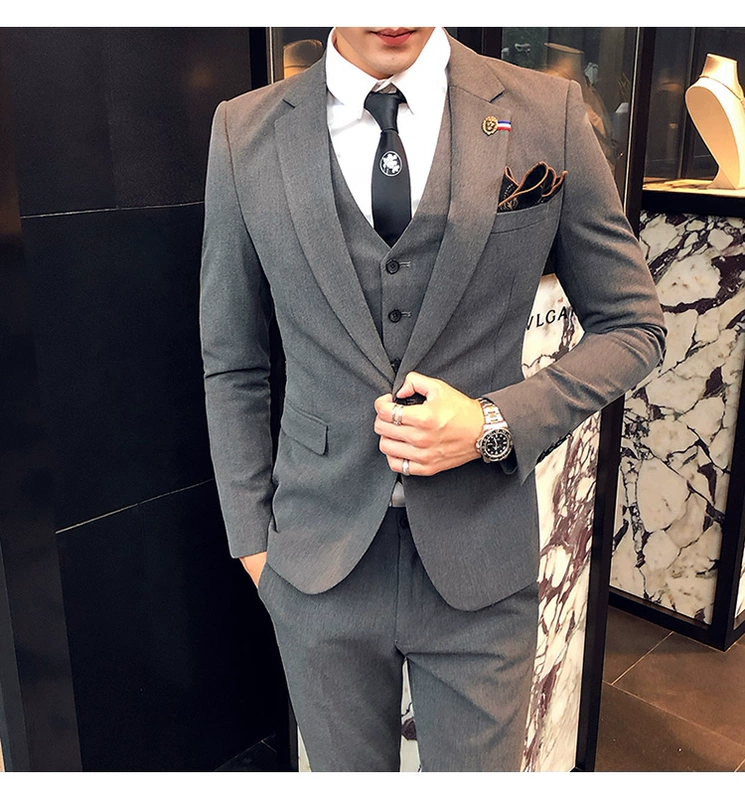 Thu đông 2018 mới Hàn Quốc nhà tạo mẫu tóc khí chất rắn màu hộp đêm phù hợp với nam phù hợp với nút thắt đám cưới phù hợp với ba mảnh