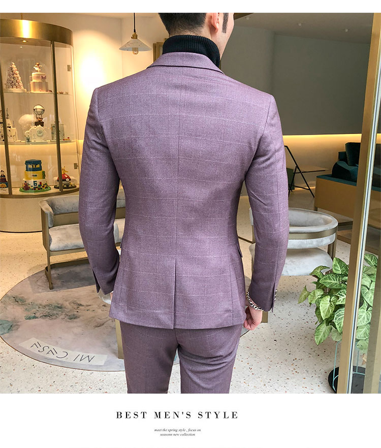 Khí tiết mùa thu đông Hàn Quốc Nhà tạo mẫu tóc Hàn Quốc Slim size phù hợp với bộ đồ kẻ sọc nam phù hợp với váy cưới quần sooc nam