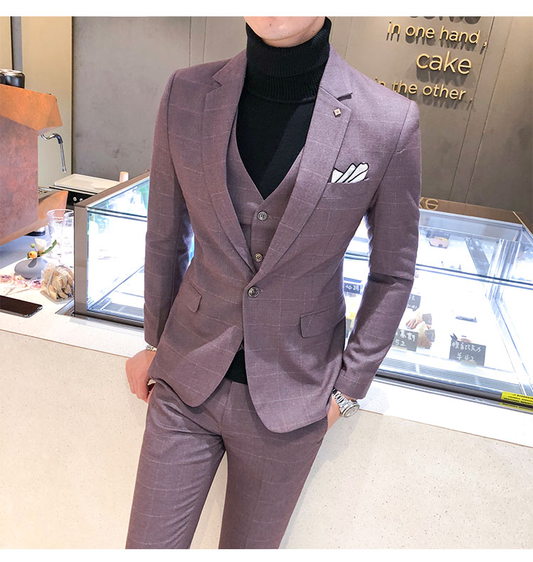 Khí tiết mùa thu đông Hàn Quốc Nhà tạo mẫu tóc Hàn Quốc Slim size phù hợp với bộ đồ kẻ sọc nam phù hợp với váy cưới quần sooc nam